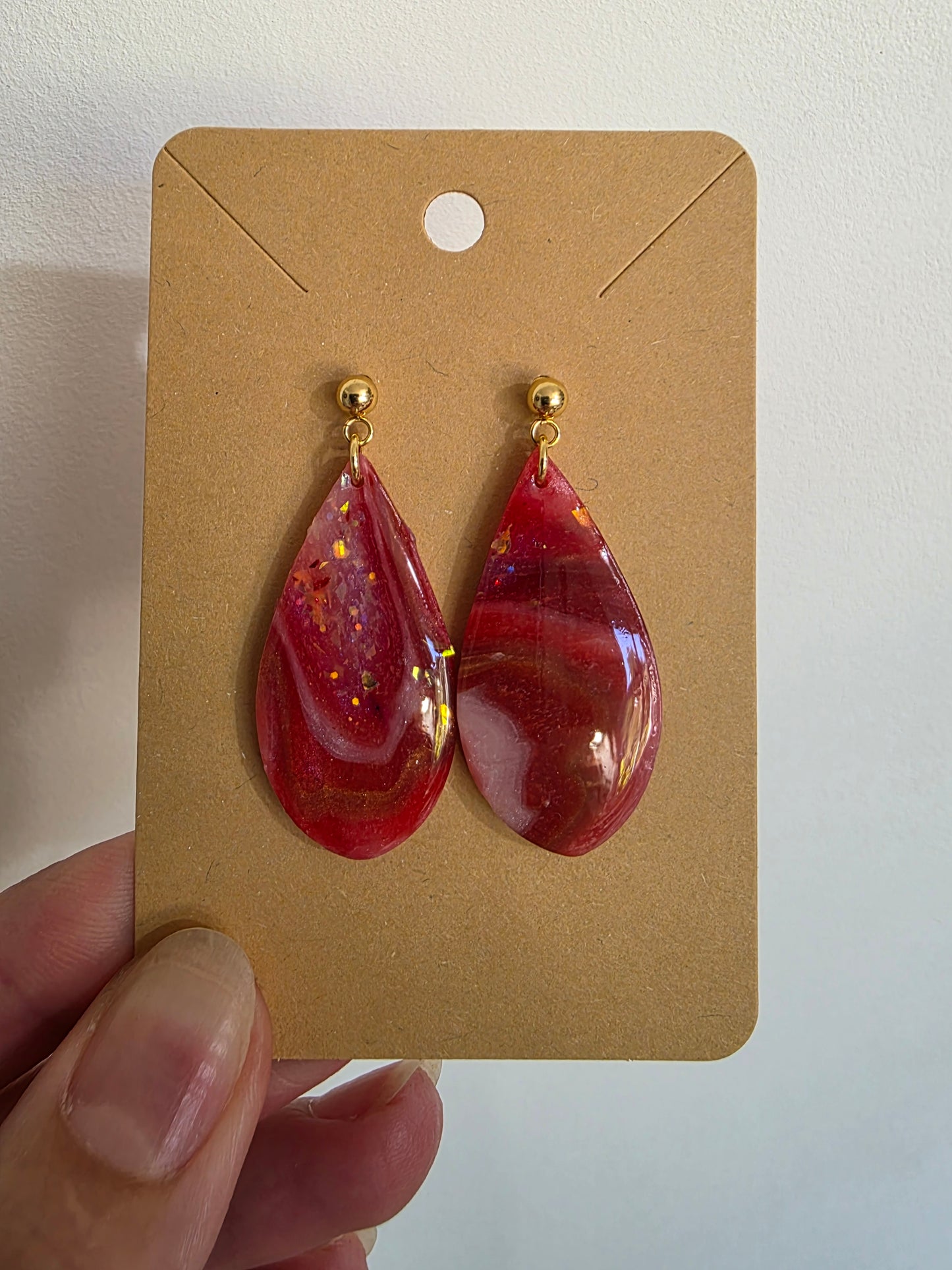 Boucles d'oreilles en argile polymère collection AGATHA modèles "Pourpre" - collection automne