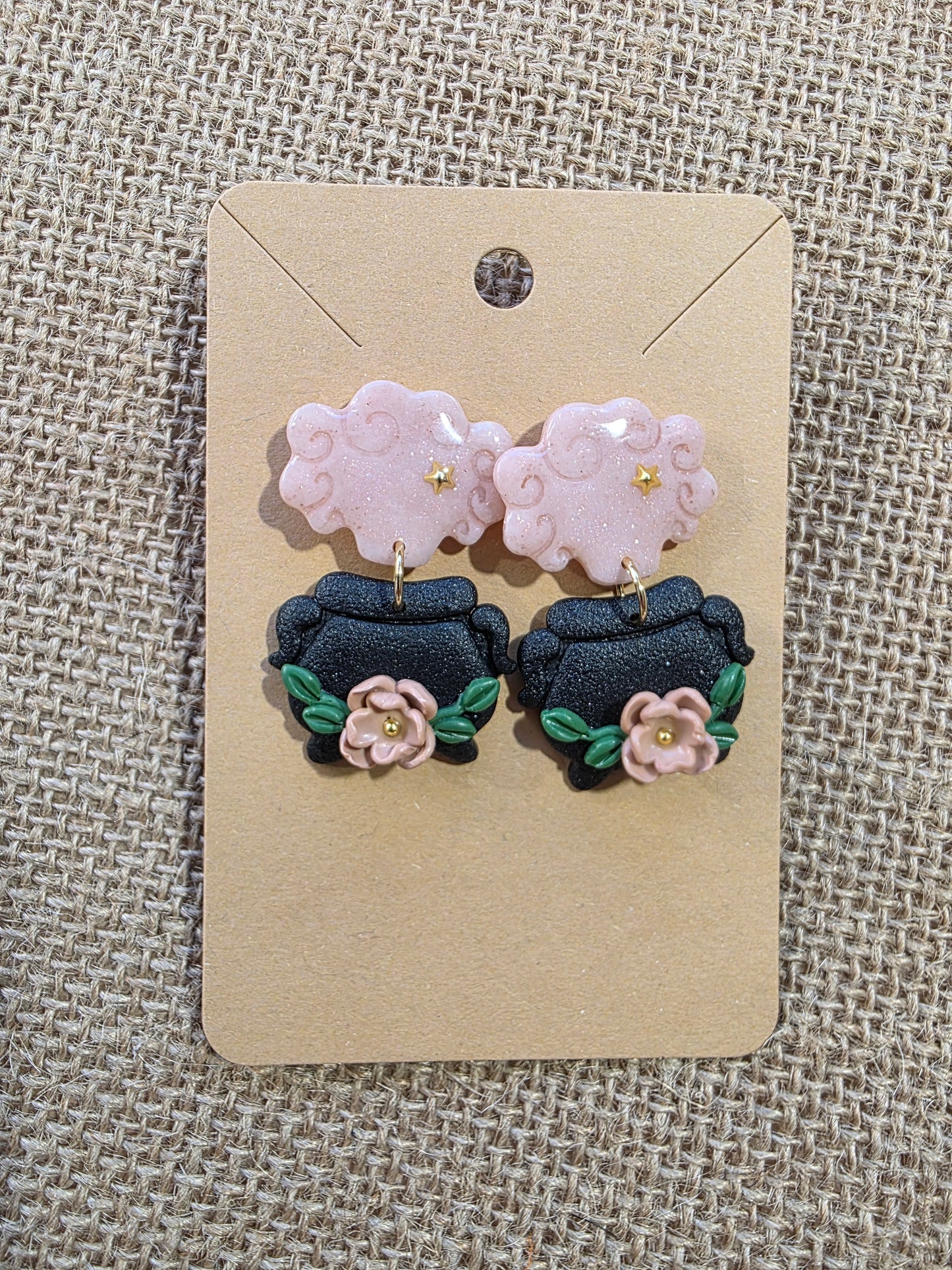 Boucles d'oreilles en argile polymère collection "BE SPOOKY" modèle "Bouillon Magique" - collection automne