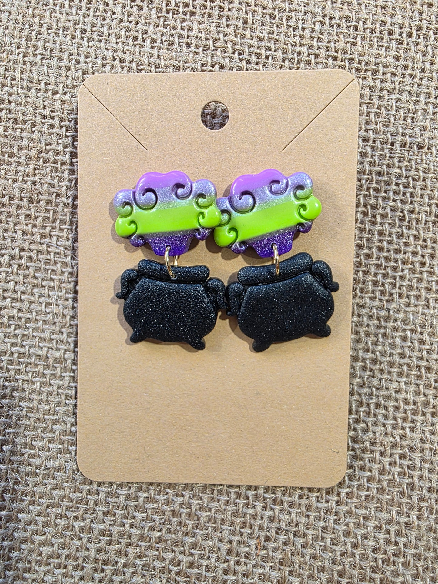 Boucles d'oreilles en argile polymère collection "BE SPOOKY" modèle "Bouillon Magique" - collection automne