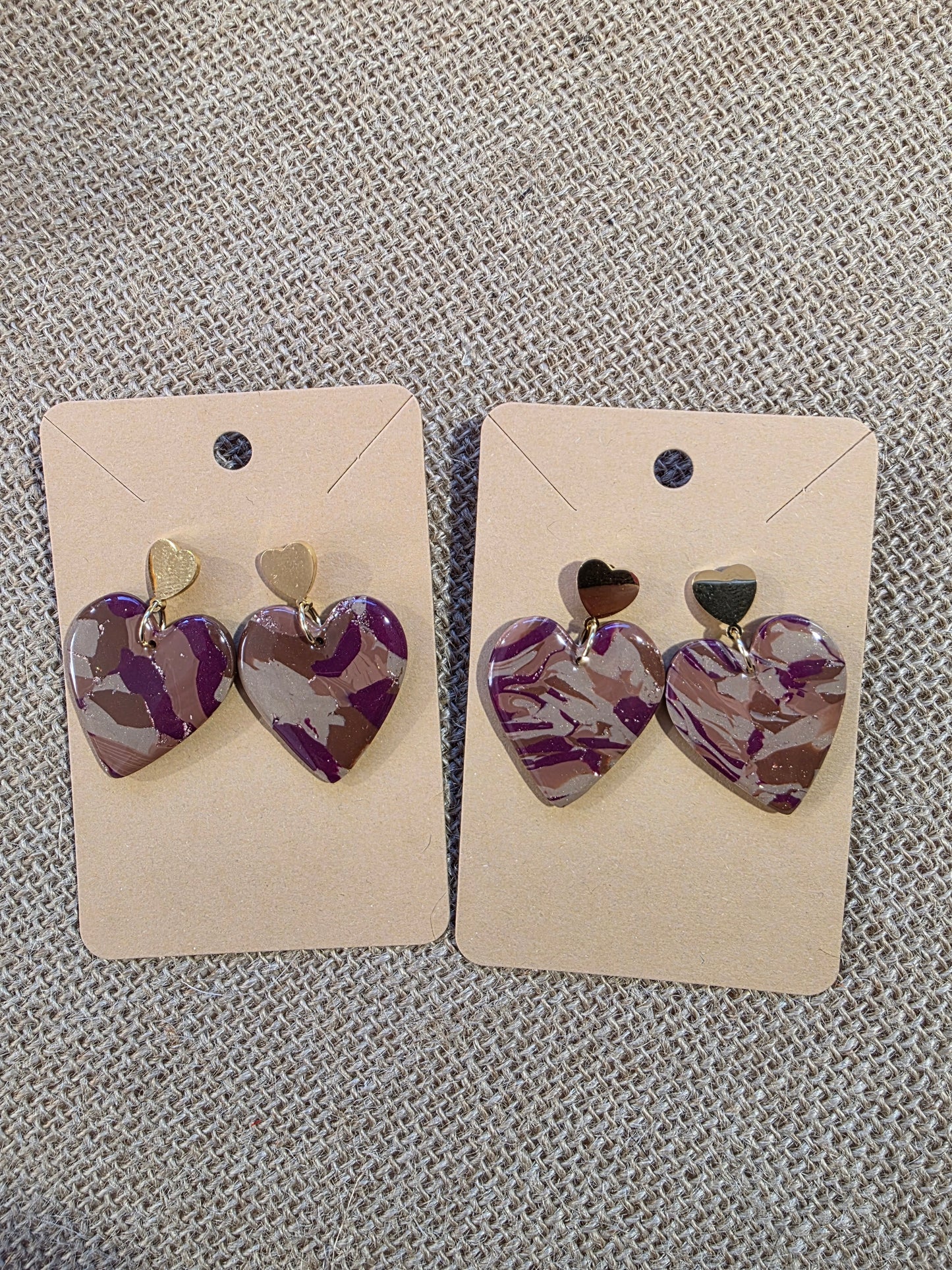 Boucles d'oreilles en argile polymère collection FALL IN LOVE modèle Valentine - collection automne