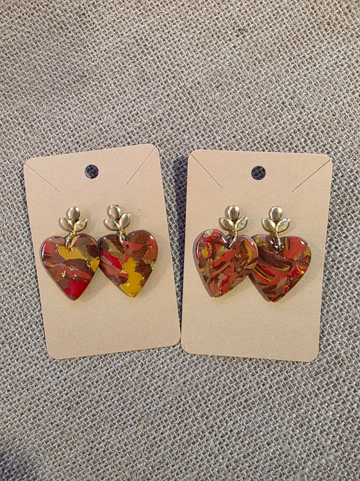 Boucles d'oreilles en argile polymère collection FALL IN LOVE modèle Valentine - collection automne