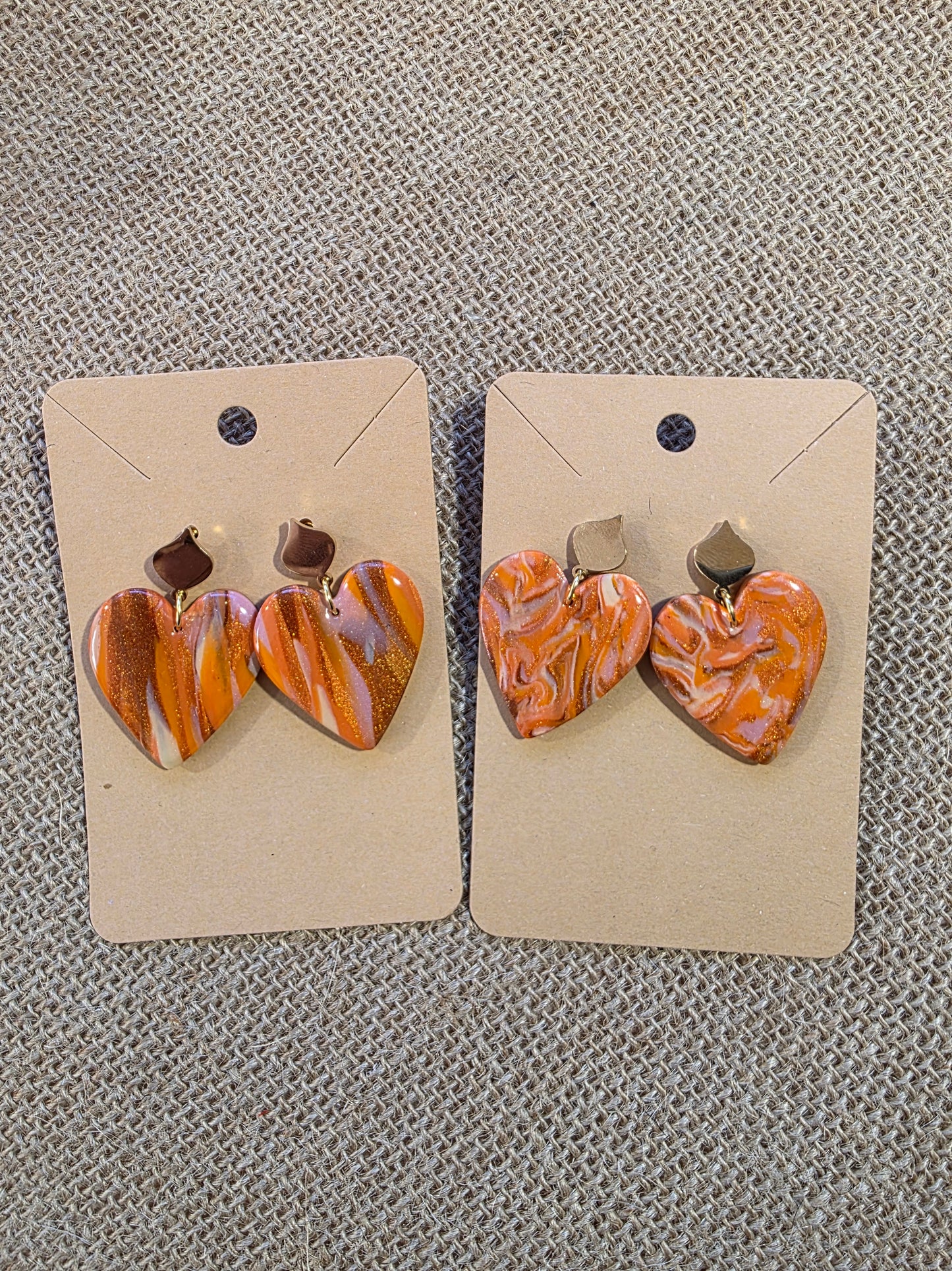 Boucles d'oreilles en argile polymère collection FALL IN LOVE modèle Valentine - collection automne