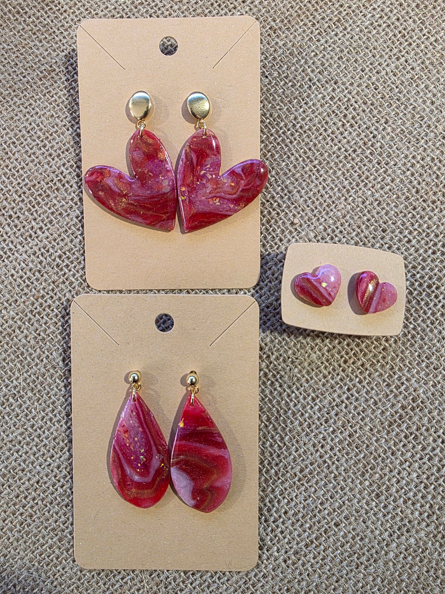 Boucles d'oreilles en argile polymère collection AGATHA modèles "Pourpre" - collection automne