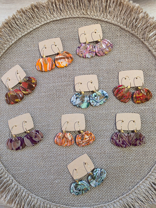 Boucles d'oreilles en argile polymère collection FALL IN LOVE modèle Citrouille - collection automne