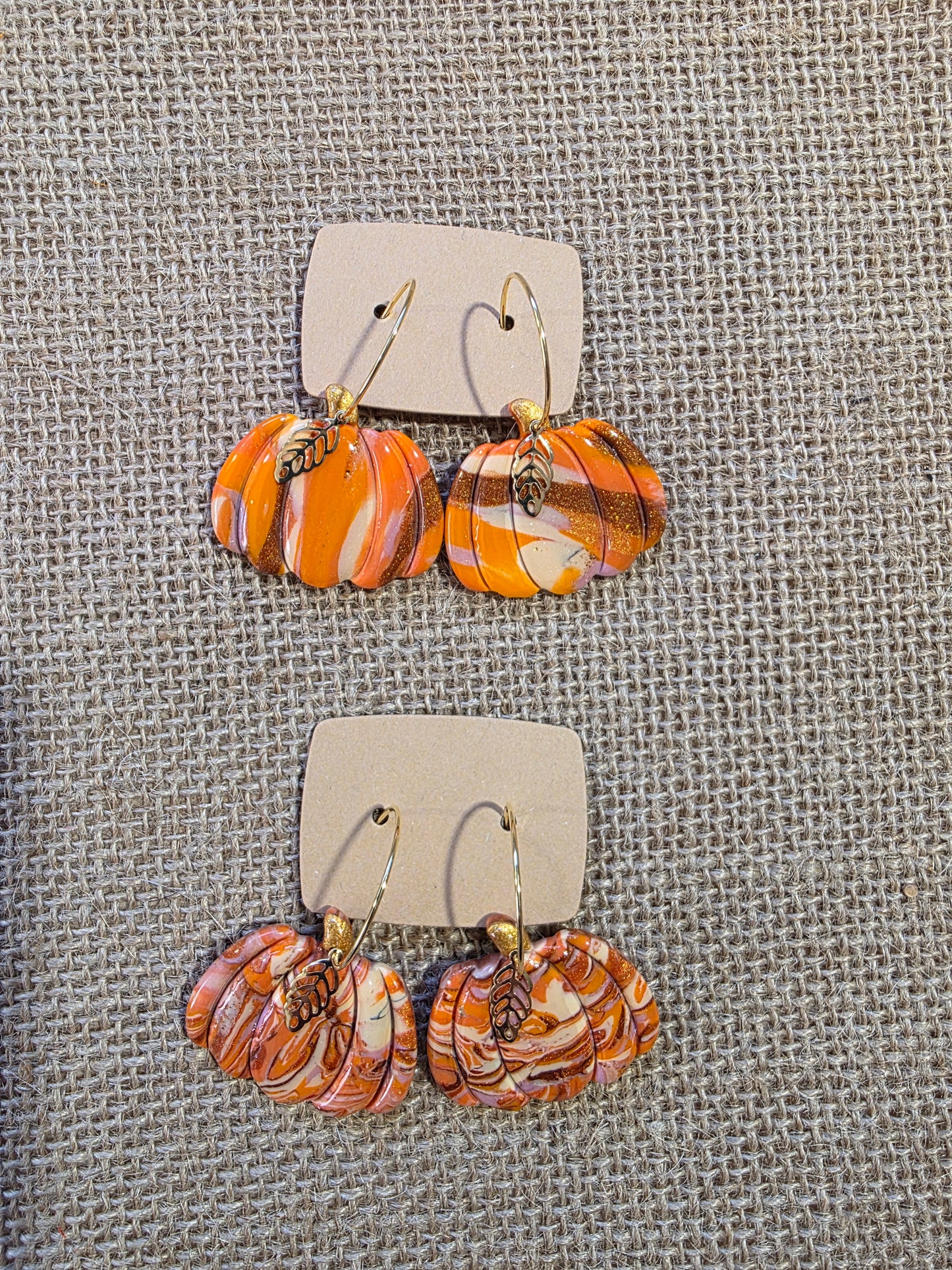 Boucles d'oreilles en argile polymère collection FALL IN LOVE modèle Citrouille - collection automne