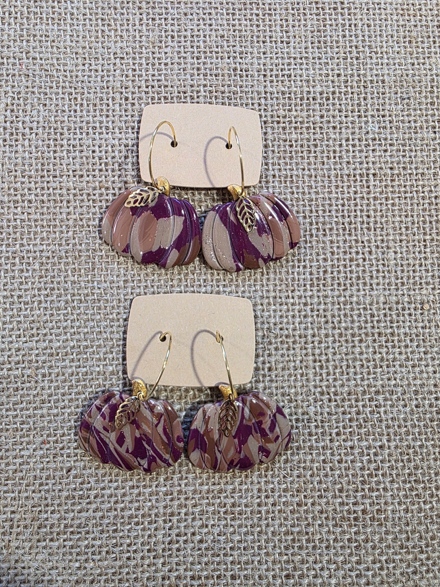Boucles d'oreilles en argile polymère collection FALL IN LOVE modèle Citrouille - collection automne