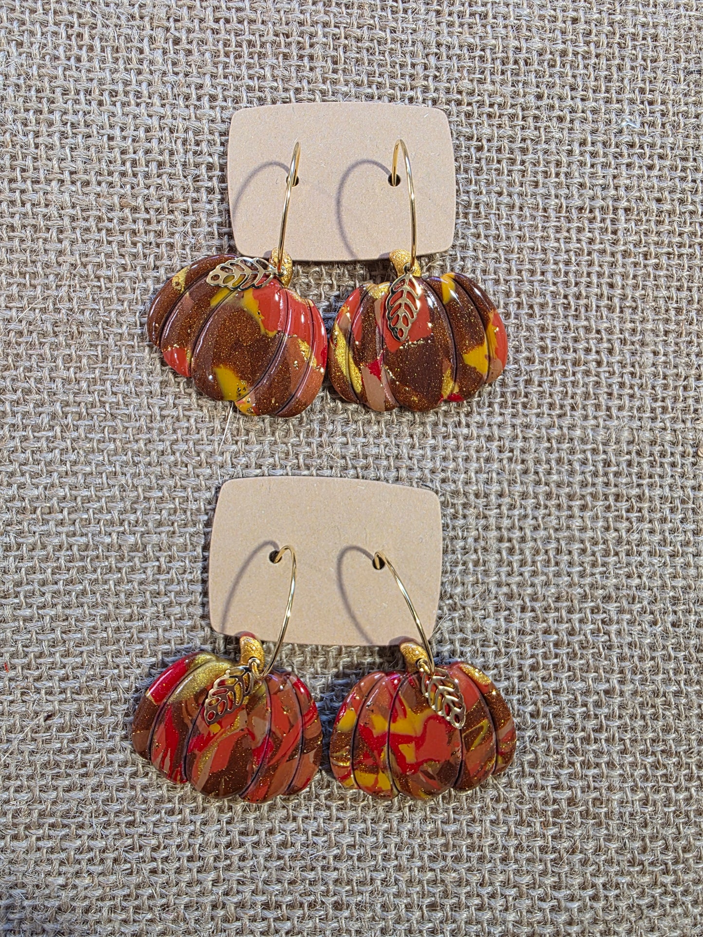 Boucles d'oreilles en argile polymère collection FALL IN LOVE modèle Citrouille - collection automne