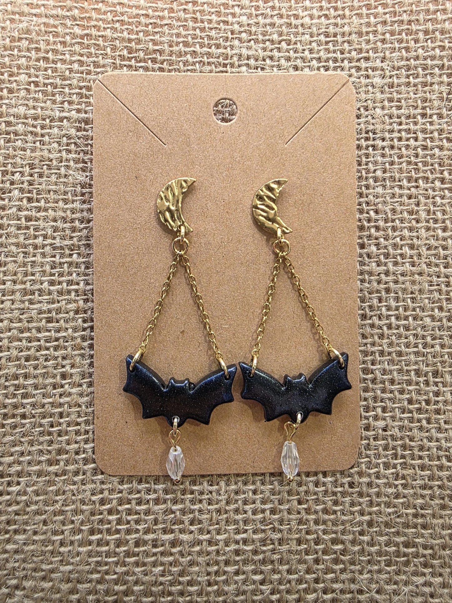 Boucles d'oreilles en argile polymère collection "BE SPOOKY" modèle "Noctibelle" - collection automne