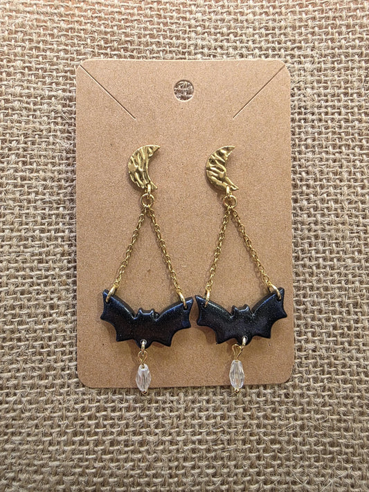 Boucles d'oreilles en argile polymère collection "BE SPOOKY" modèle "Noctibelle" - collection automne