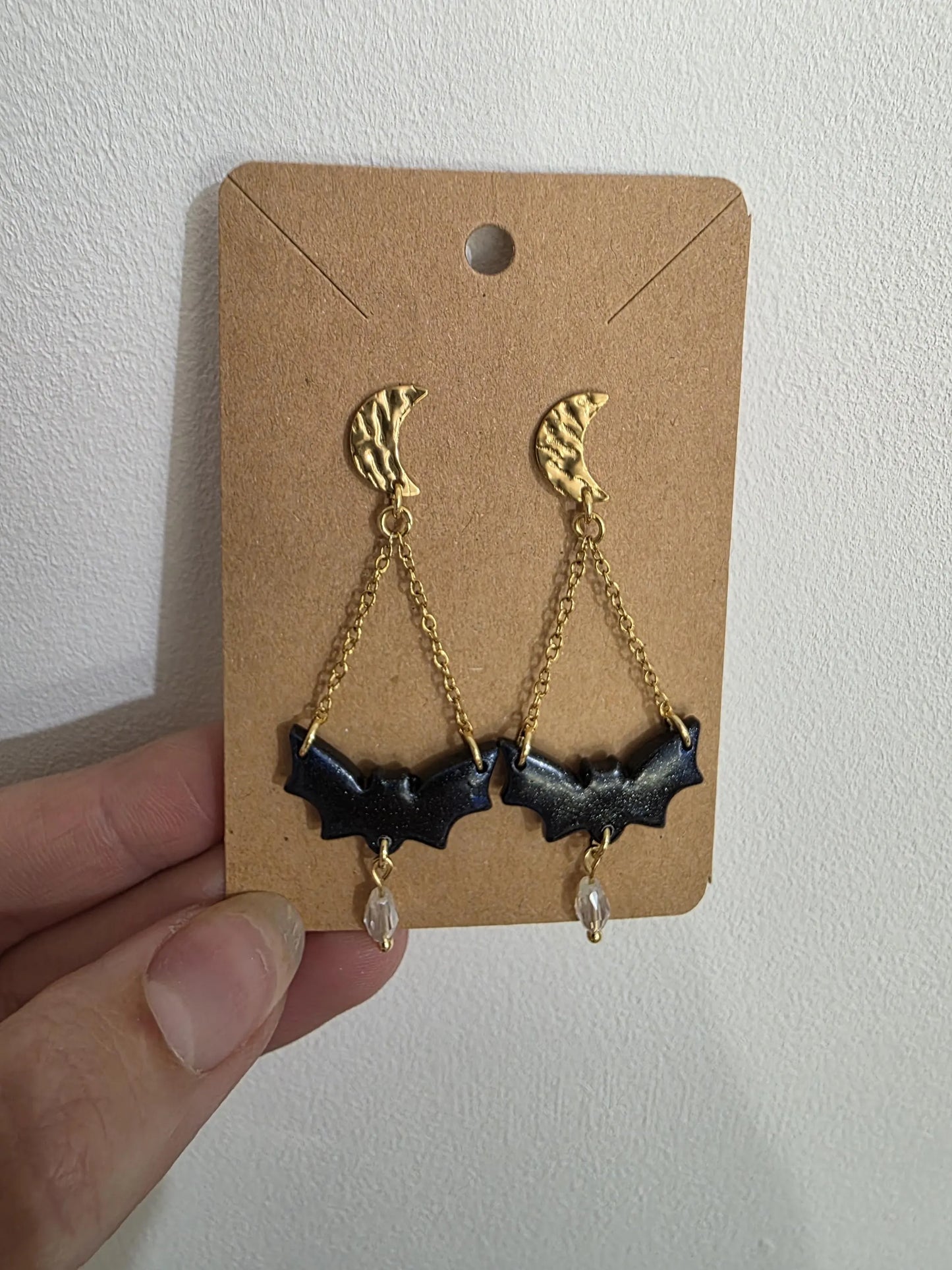 Boucles d'oreilles en argile polymère collection "BE SPOOKY" modèle "Noctibelle" - collection automne