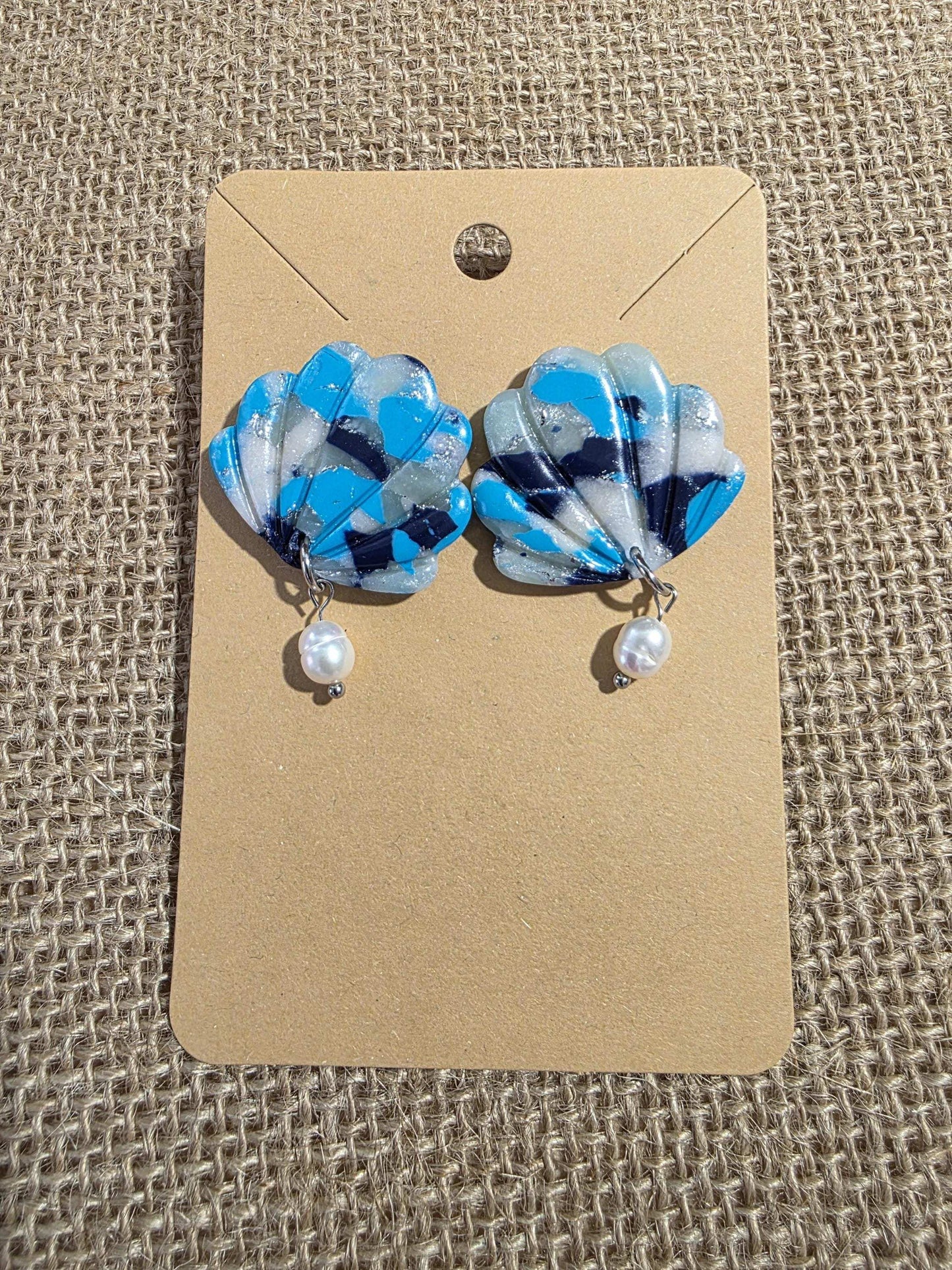 Boucles d'oreilles "Camouflage Marin" en argile polymère - Collection "Sous l'Océan" été 2025