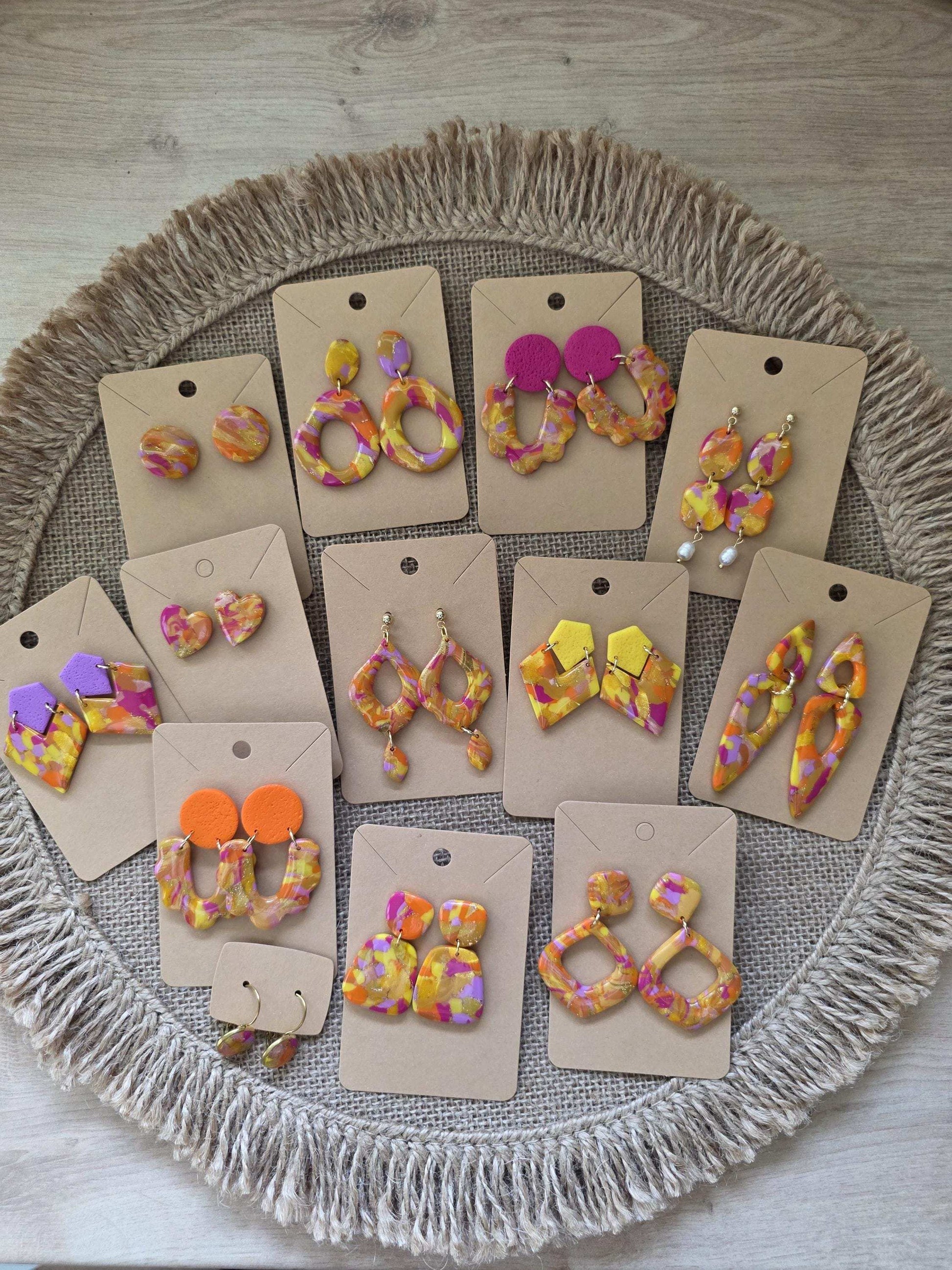 Boucles d'oreilles Jasmine, teinte "Sunset" en argile polymère, collection Sol, été 25