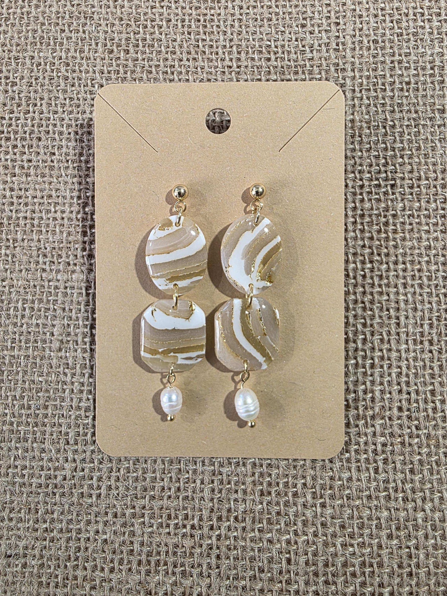 Boucles d'oreilles en argile polymère "Pierres d'Eau" modèle Olga - collection été 2025