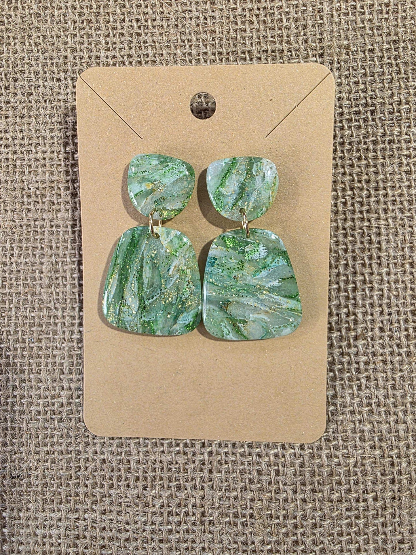 Boucles d'oreilles en argile polymère "Pierres d'Eau" modèle Henriette - collection été 2025