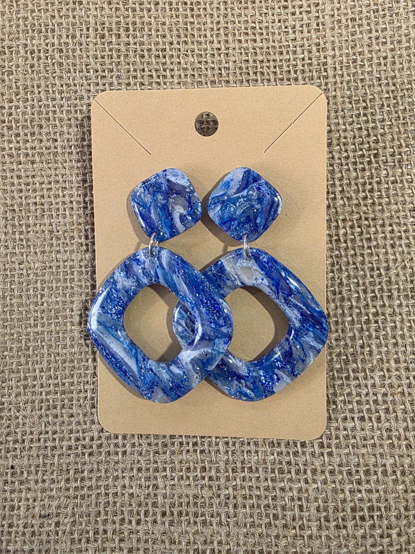 Boucles d'oreilles en argile polymère "Pierres d'Eau" modèle Sophia - collection été 2025