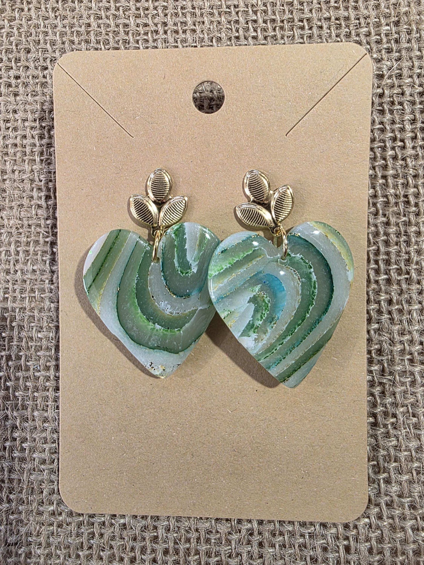 Exceptionnelles boucles d'oreilles en argile polymère "Pierres d'Eau" modèle Valentine - collection été 2025