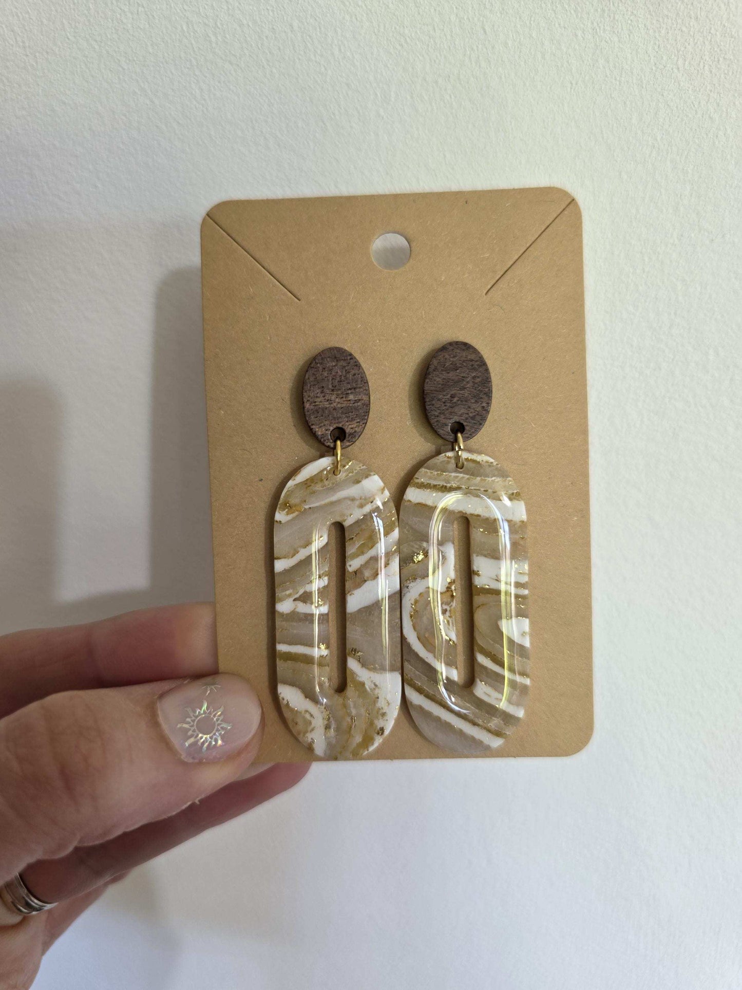 Boucles d'oreilles en argile polymère "Pierres d'Eau" modèle Olivia - collection été 2025
