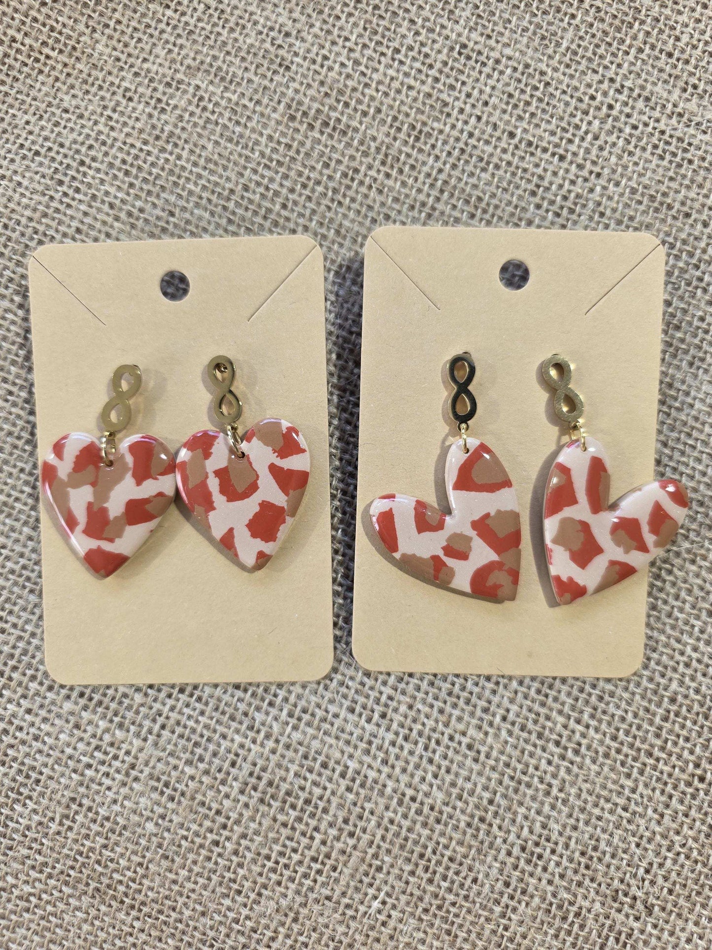 Boucles d'oreilles en argile polymère Valentine "Safari Chic" - Collection "Un amour d'été" - été 2025