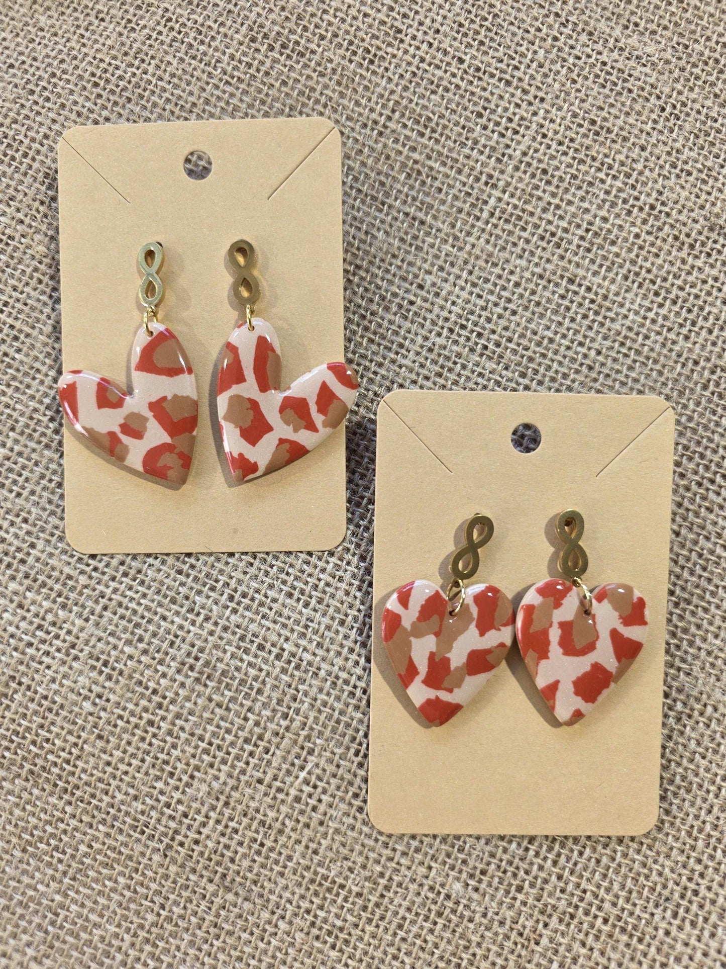 Boucles d'oreilles en argile polymère Valentine "Safari Chic" - Collection "Un amour d'été" - été 2025