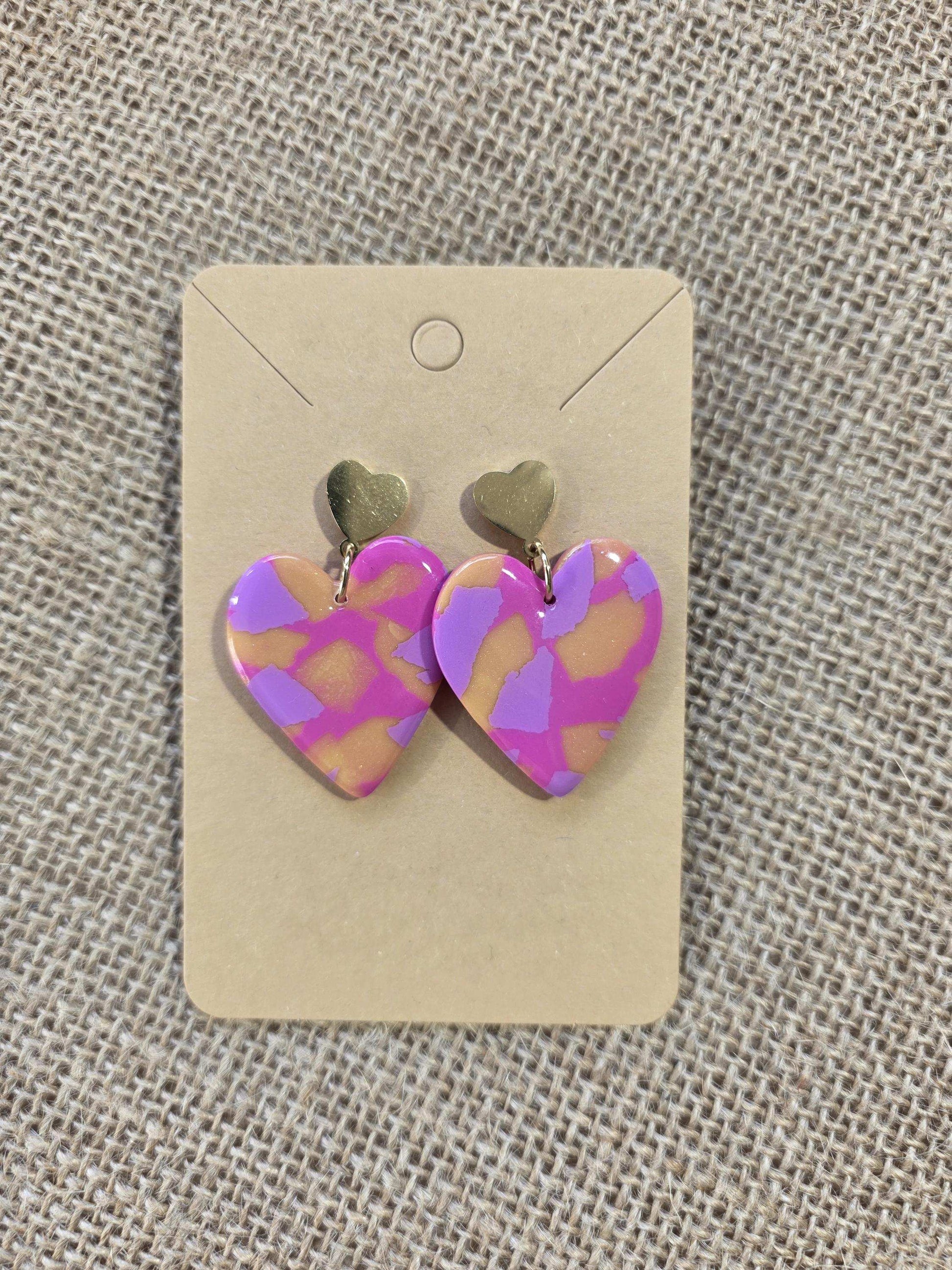Magnifiques boucles d'oreilles en argile polymère Valentine "Savage Love" - Collection "Un amour d'été" - été 2025