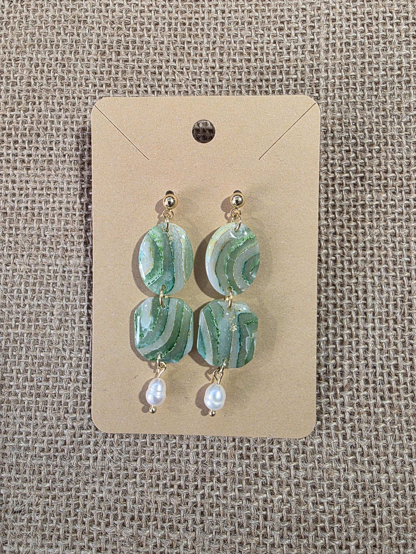 Boucles d'oreilles en argile polymère "Pierres d'Eau" modèle Olga - collection été 2025