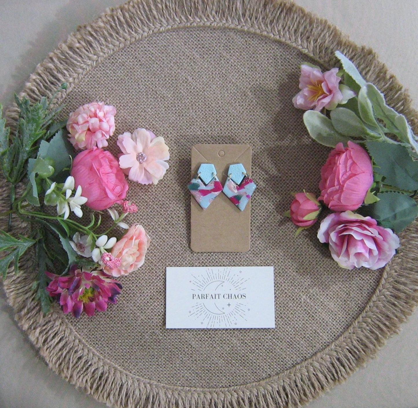 Boucles d'oreilles en argile polymère Funky Spring  Tulipa modèle Victoria