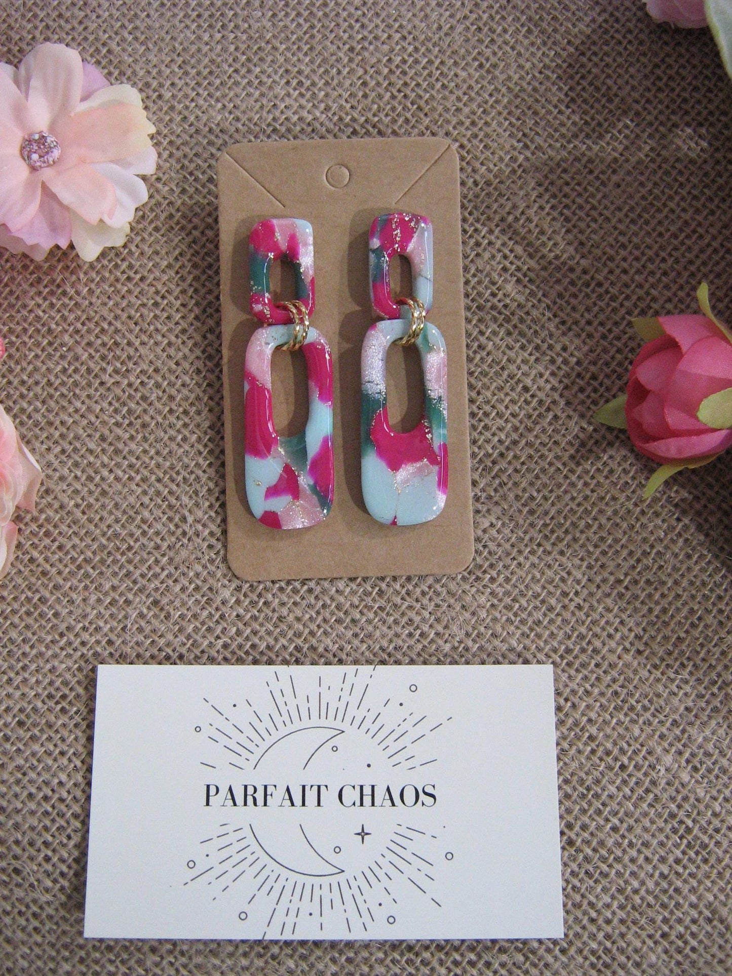 Boucles d'oreilles en argile polymère Funky Spring  Tulipa modèle Denise