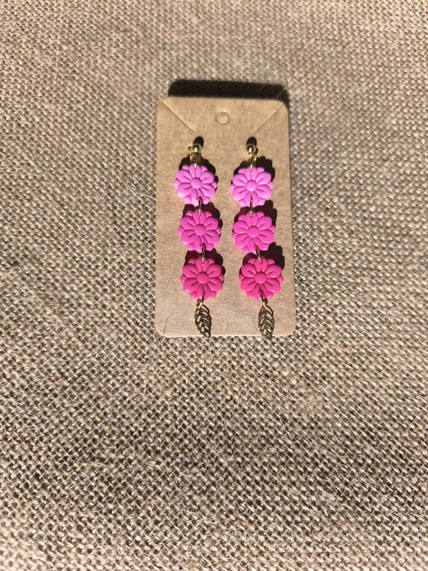 Boucles d'oreilles en argile polymère collection "Dans mon Jardin", modèle "Cascade de fleurs".