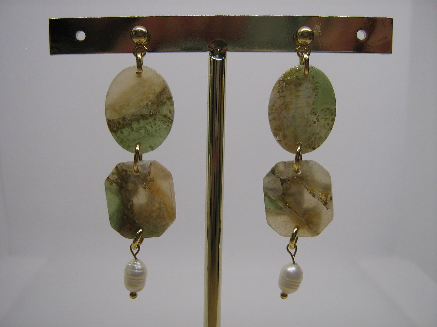 Boucles d'oreilles en argile polymère Pierres de Renaissance modèle Olga