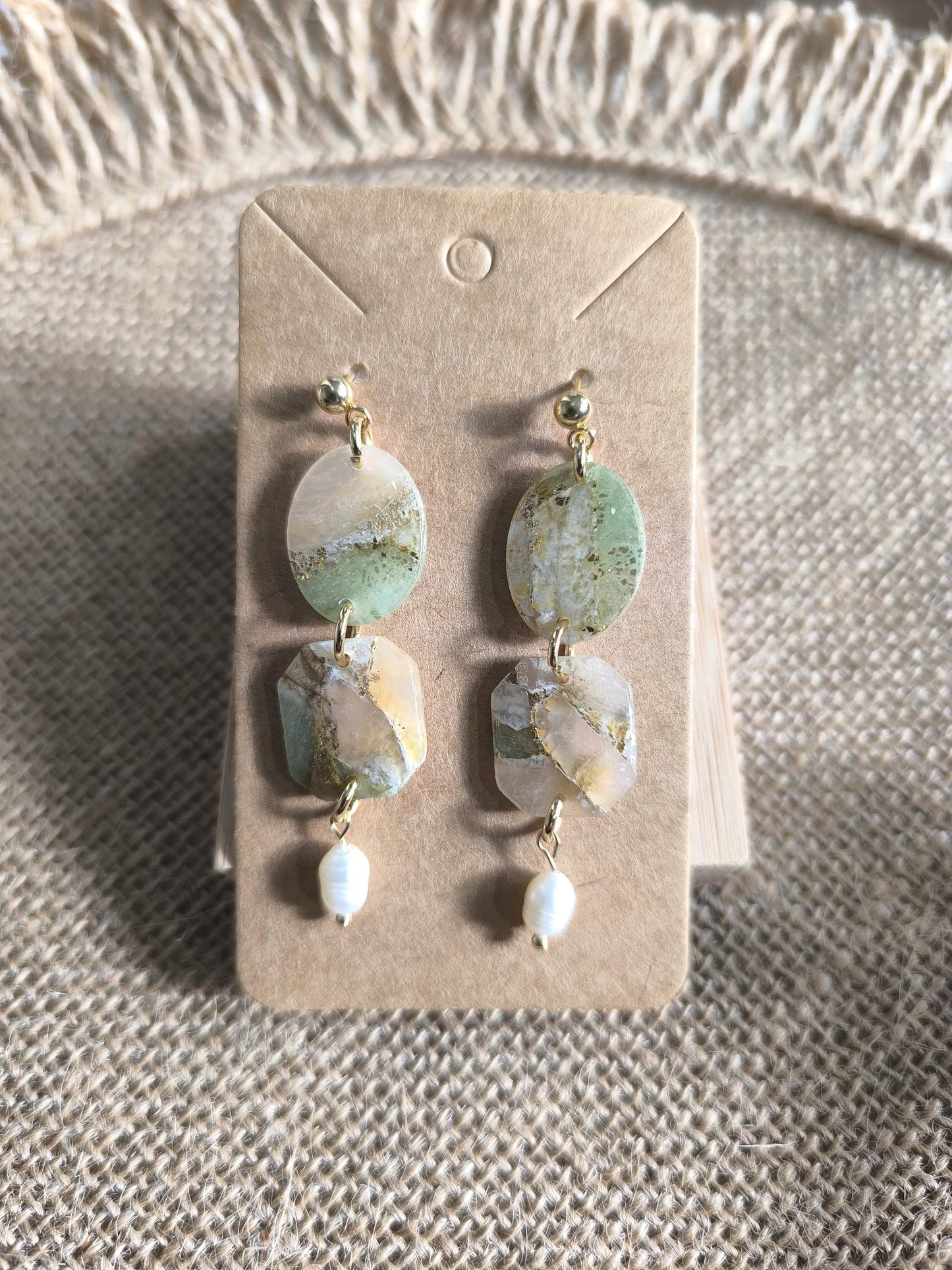 Boucles d'oreilles en argile polymère Pierres de Renaissance modèle Olga