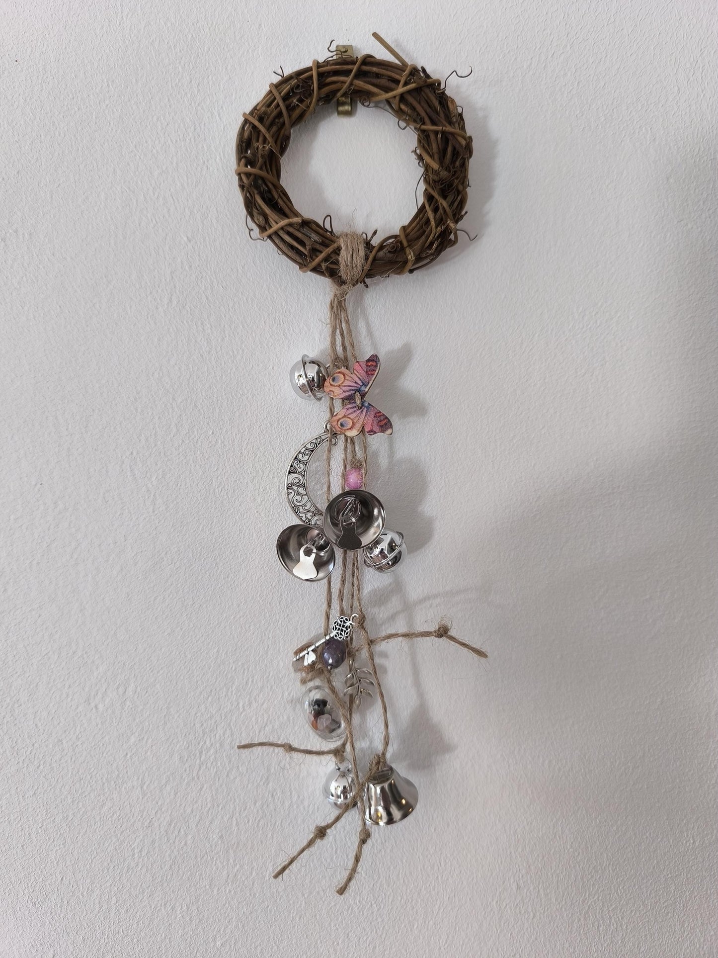 Cloche de sorcière décorative couleurs rose et pêche diamètre 8 cm