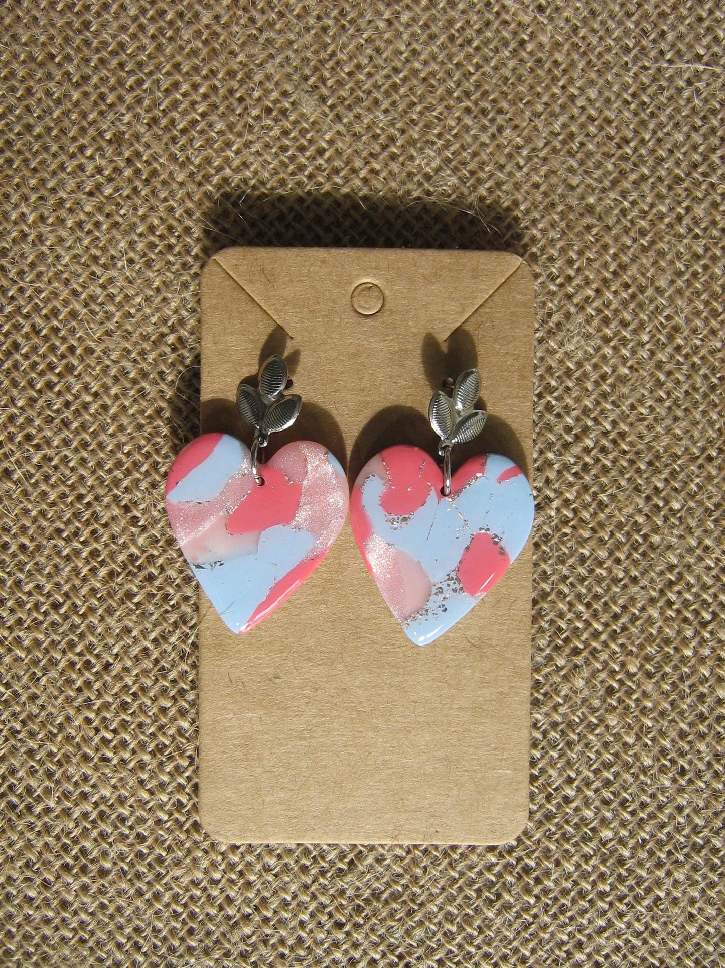 Boucles d'oreilles en argile polymère Funky Spring  Sakura modèle Valentine