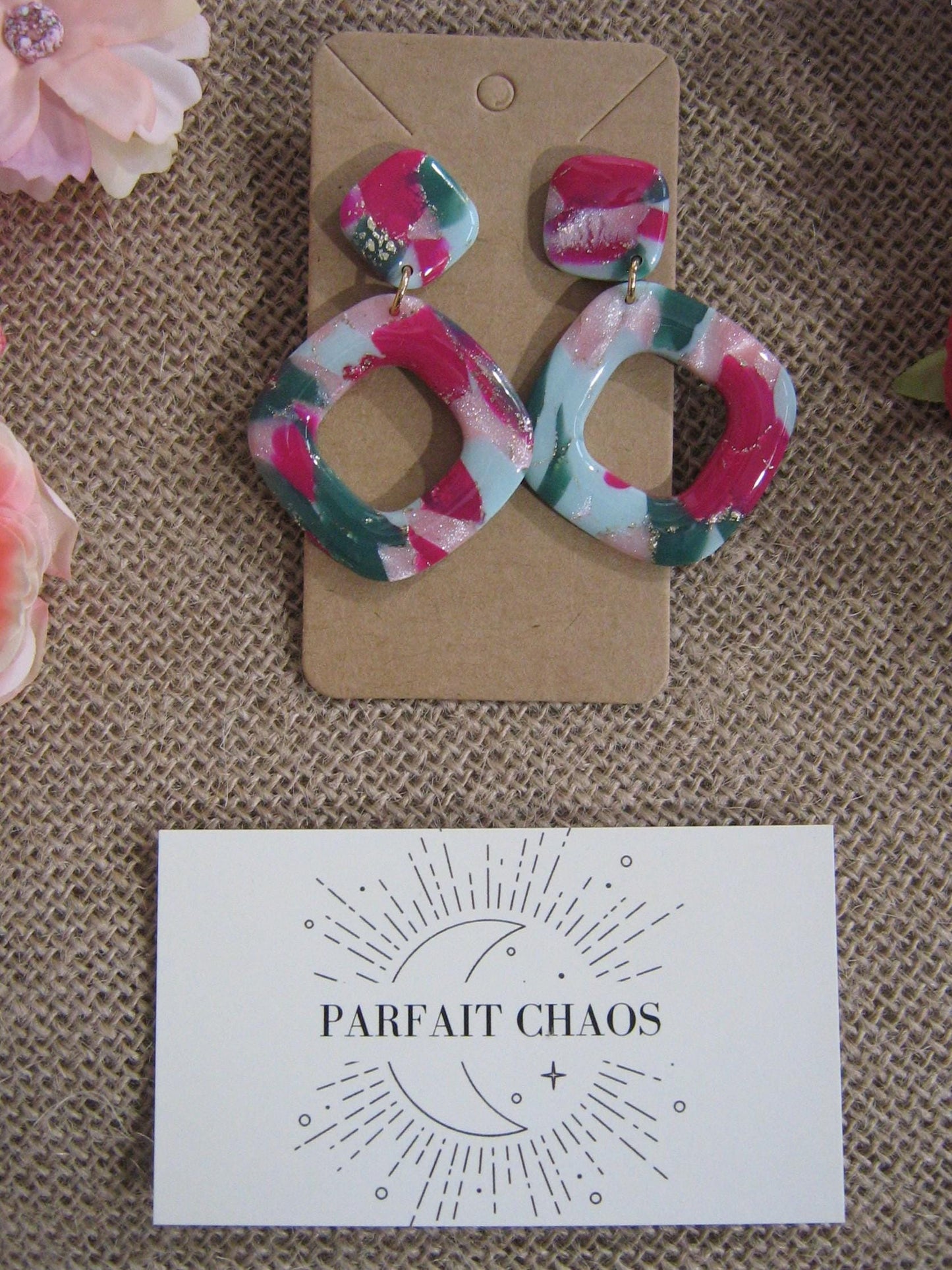 Boucles d'oreilles en argile polymère Funky Spring  Tulipa modèle Sophia