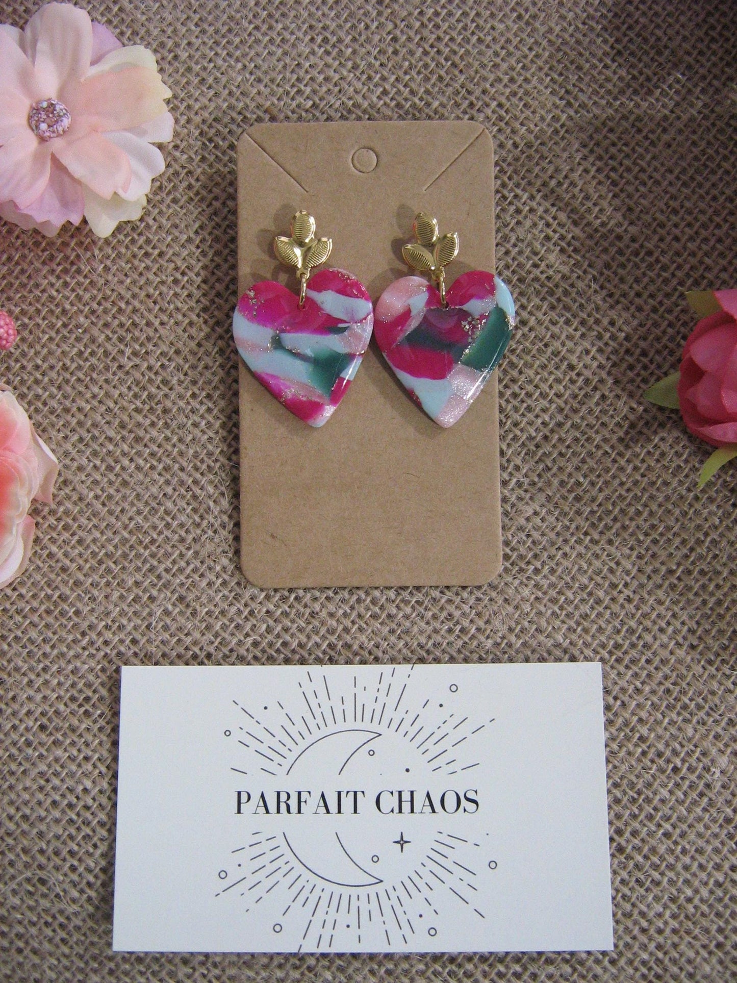 Boucles d'oreilles en argile polymère Funky Spring  Tulipa modèle Valentine