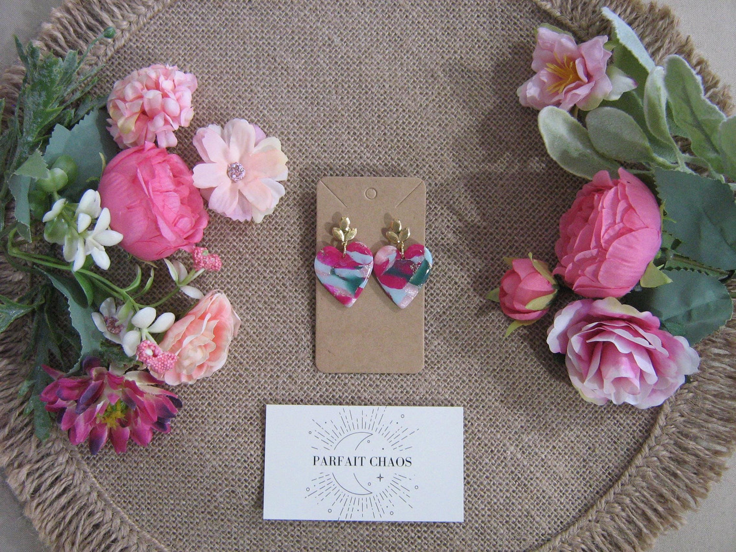 Boucles d'oreilles en argile polymère Funky Spring  Tulipa modèle Valentine