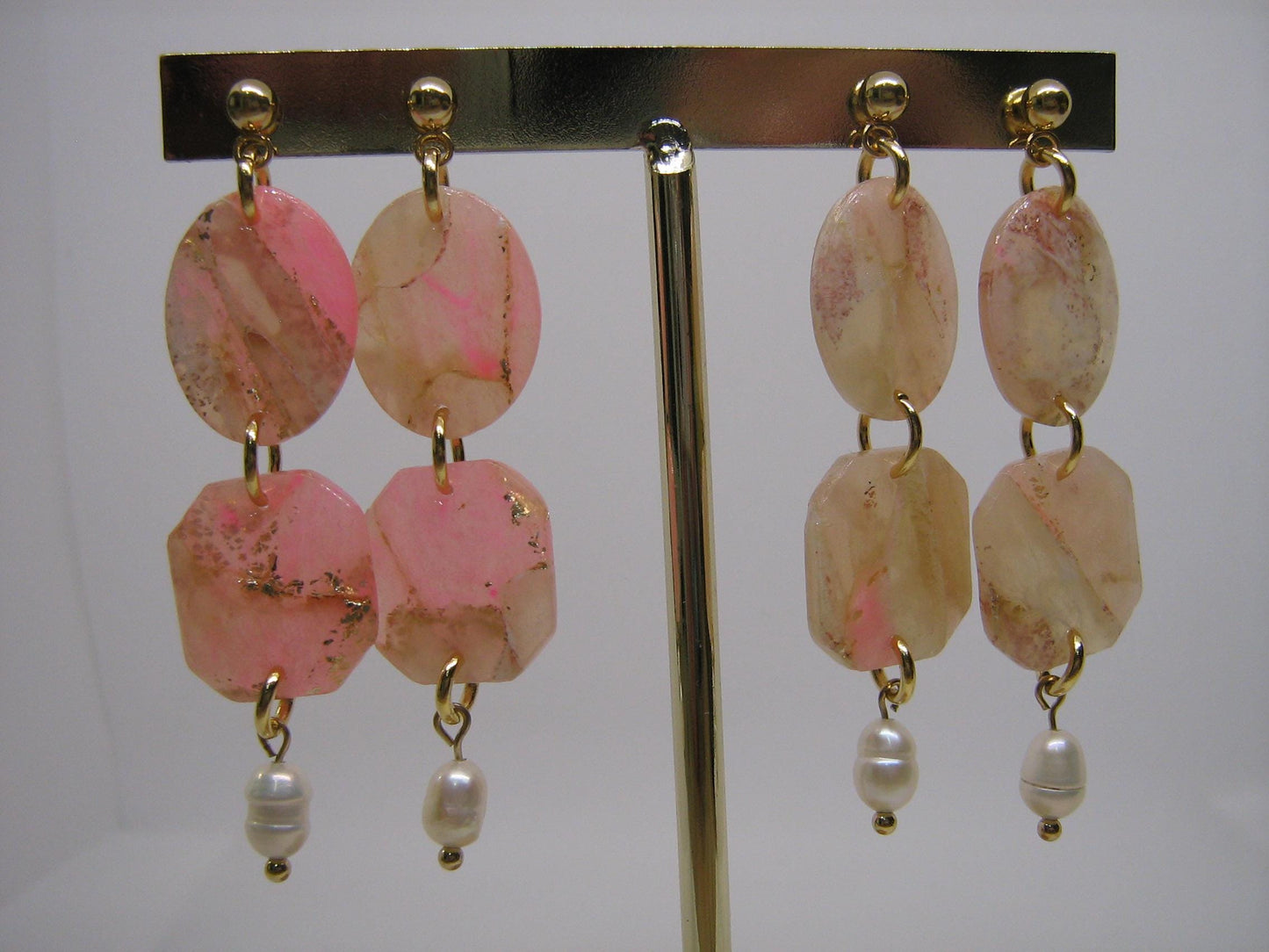 Boucles d'oreilles en argile polymère Pierres de Renaissance modèle Olga