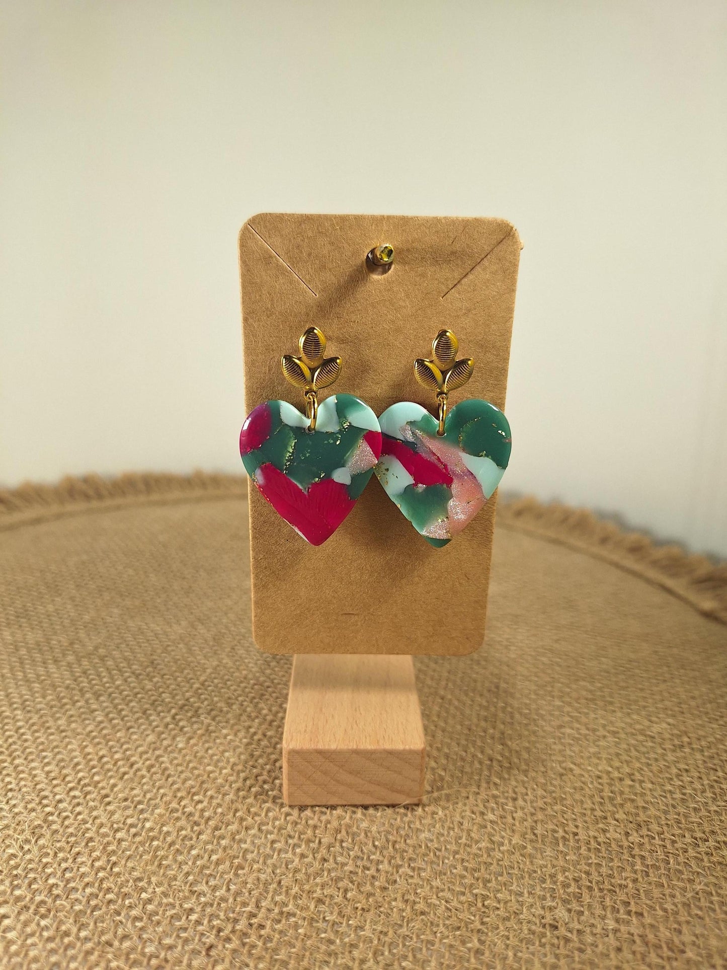 Boucles d'oreilles en argile polymère Funky Spring  Tulipa modèle Valentine