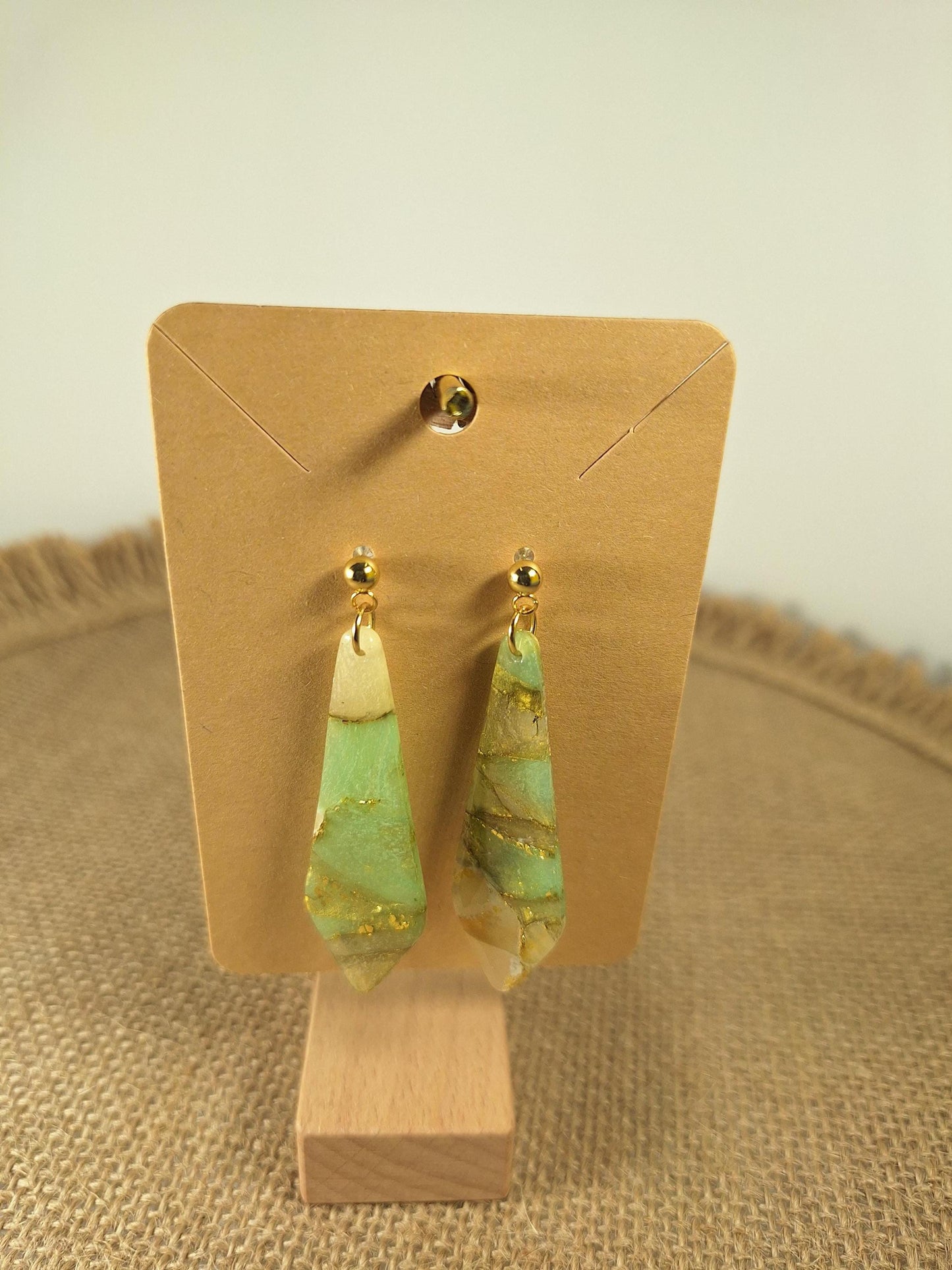 Boucles d'oreilles en argile polymère Pierres de Renaissance modèle Amanda