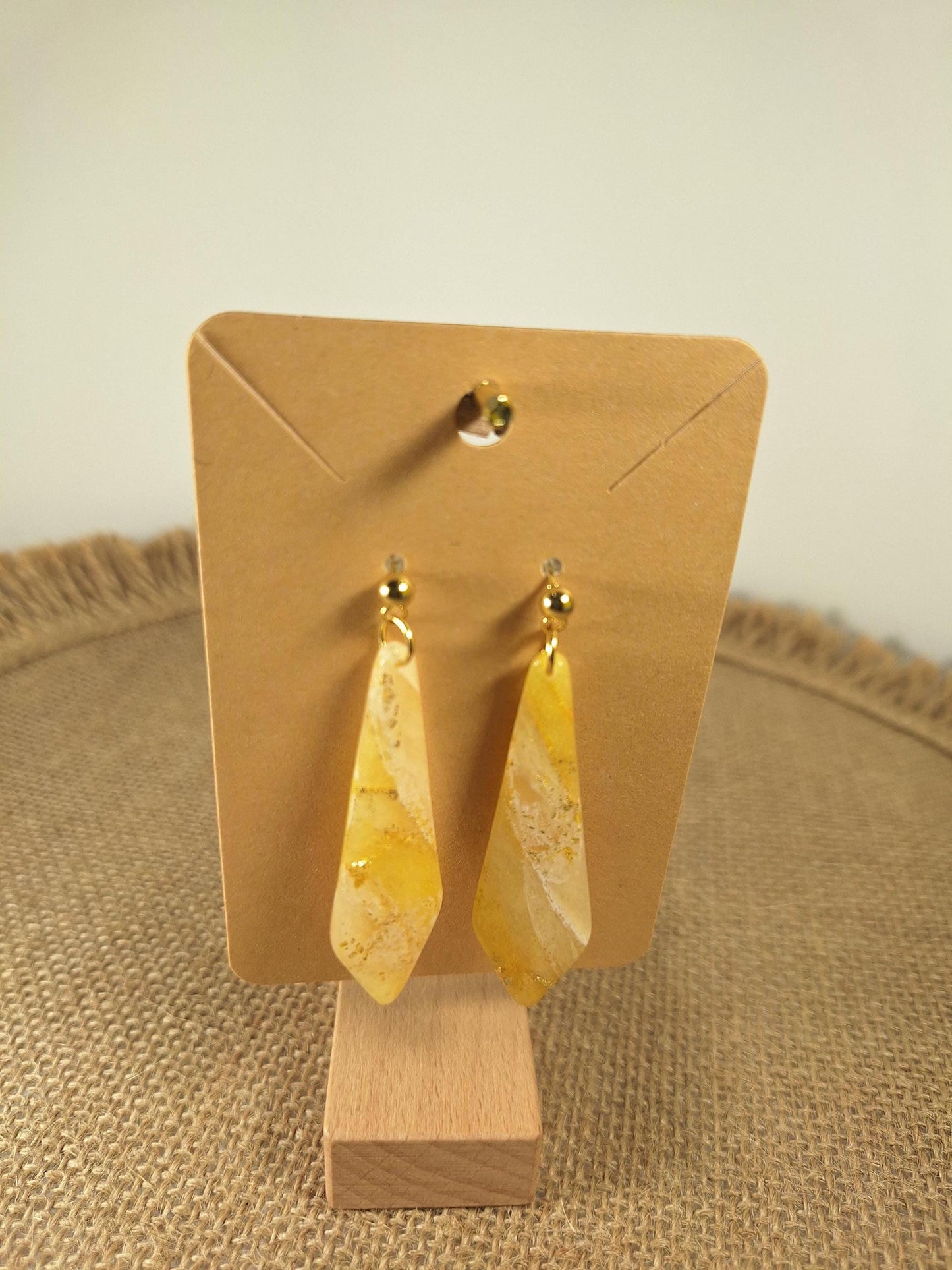 Boucles d'oreilles en argile polymère Pierres de Renaissance modèle Amanda