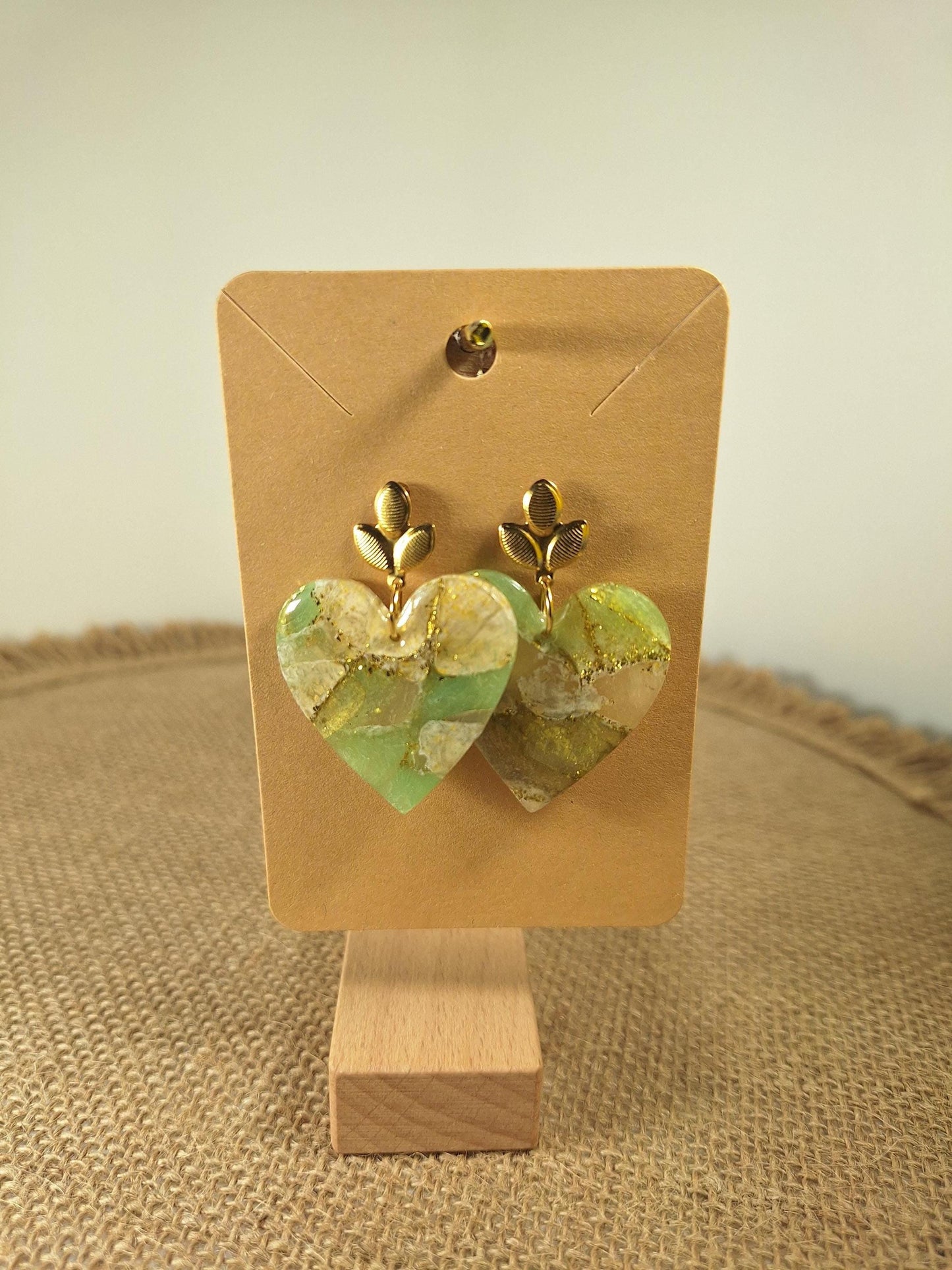 Boucles d'oreilles en argile polymère Pierres de Renaissance modèle Valentine