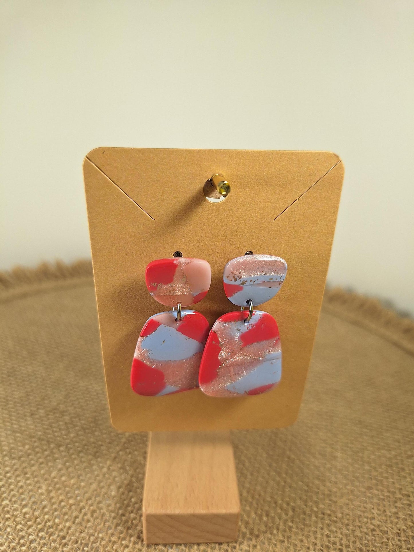 Boucles d'oreilles en argile polymère Funky Spring  Sakura modèle Henriette