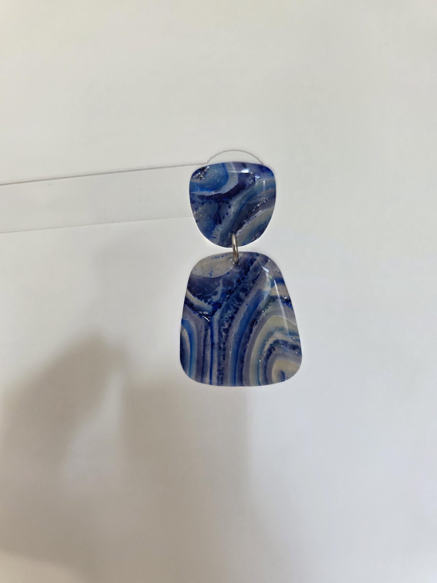 Boucles d'oreilles en argile polymère "Pierres d'Eau" modèle Henriette - collection été 2025