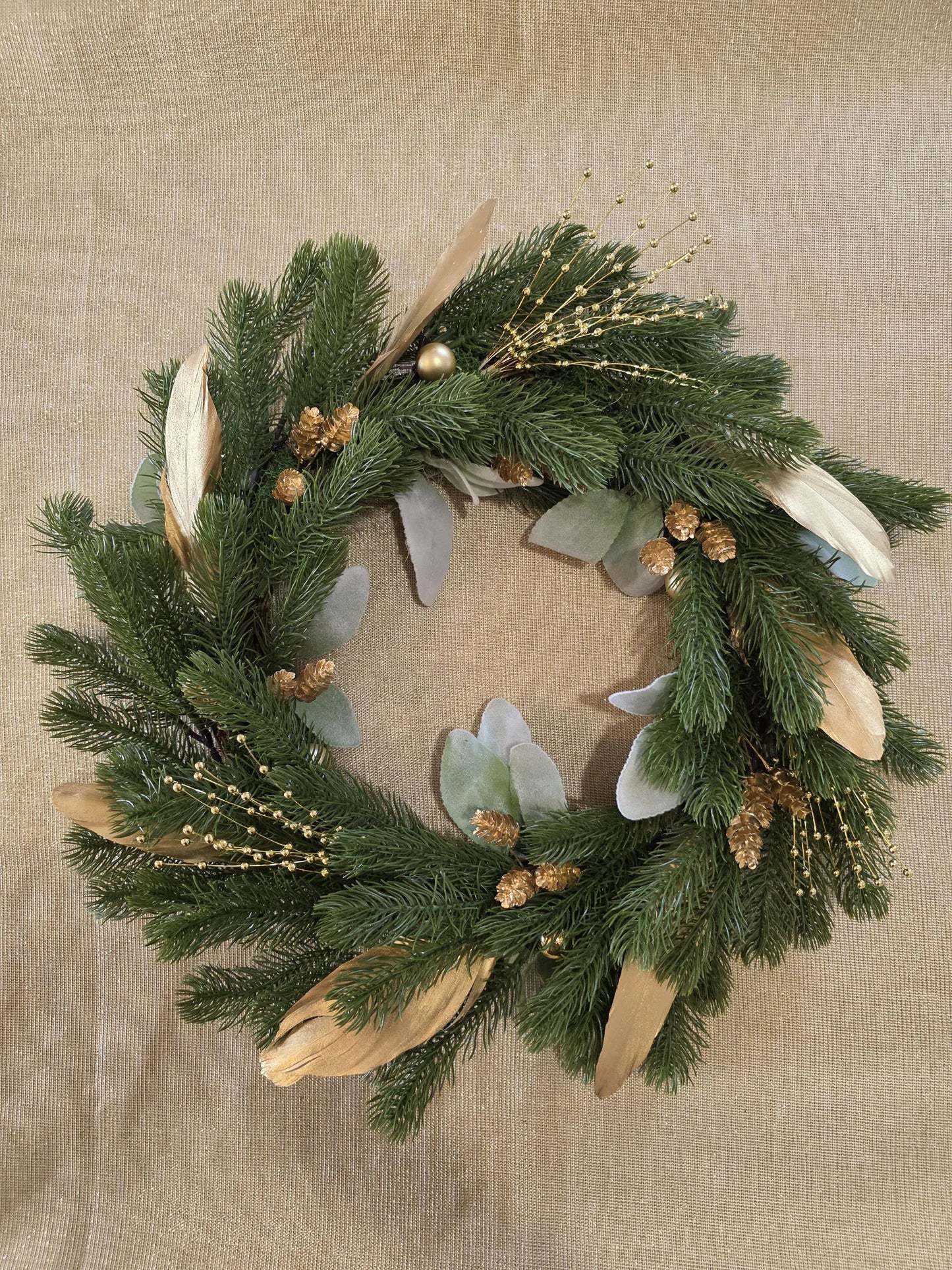 Golden – Couronne de Noël artisanale unique