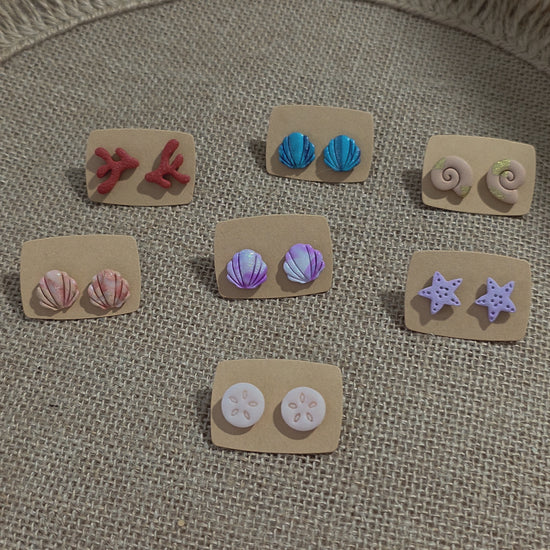 Boucles d'oreilles trio de puces "Murmures de l'Océan" en argile polymère - Collection "Sous l'Océan" été 2025